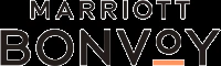 The image features the Marriott Bonvoy logo in black and orange text. logo on footer section.