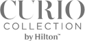 The image shows the Curio Collection by Hilton logo, featuring elegant capital letters in a gray color palette.